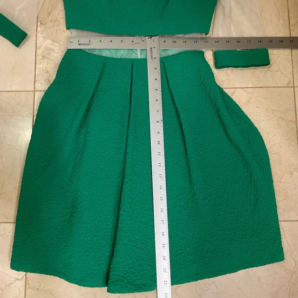 St Patrick Day Dress - Most Adorable Ever!  Green and White Sheer Fabric, Size 4 - Picture 13 of 15